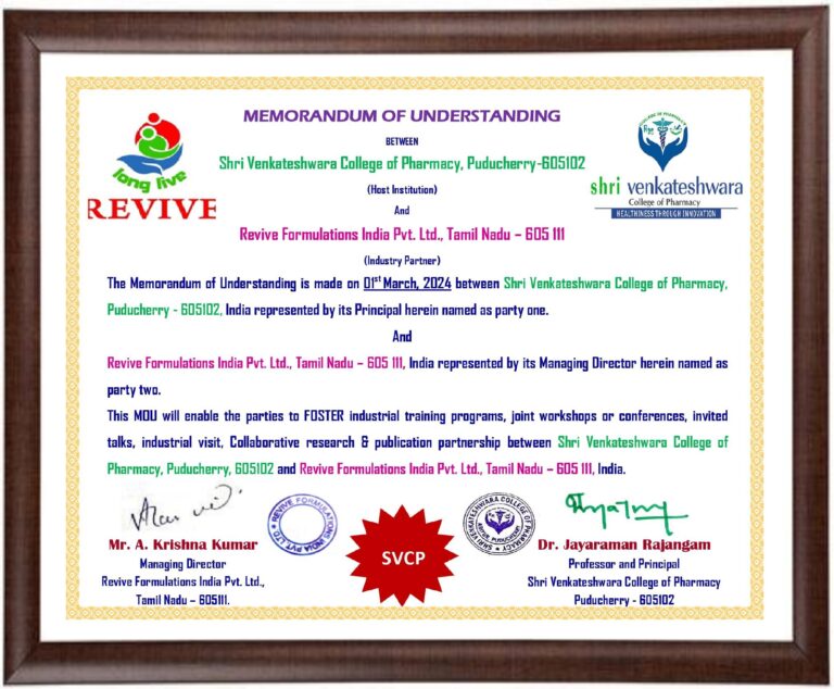 Revive Formulations MOU